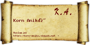Korn Anikó névjegykártya